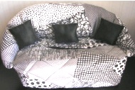 (image for) Handmade Sofa Kleenex Tissue Box Cover Black and White - Click Image to Close